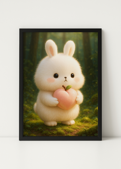 Kanin har hittat en persika